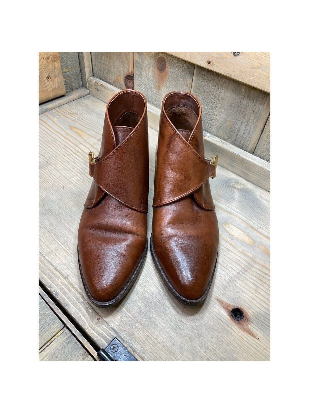 Etienne Aigner Lara II Brown Leather Womens Ankle Boots Womens 5.5M Brazil - Picture 3 of 8